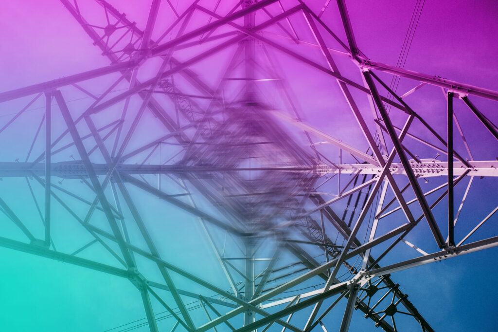 Pylon and electrical power lines.